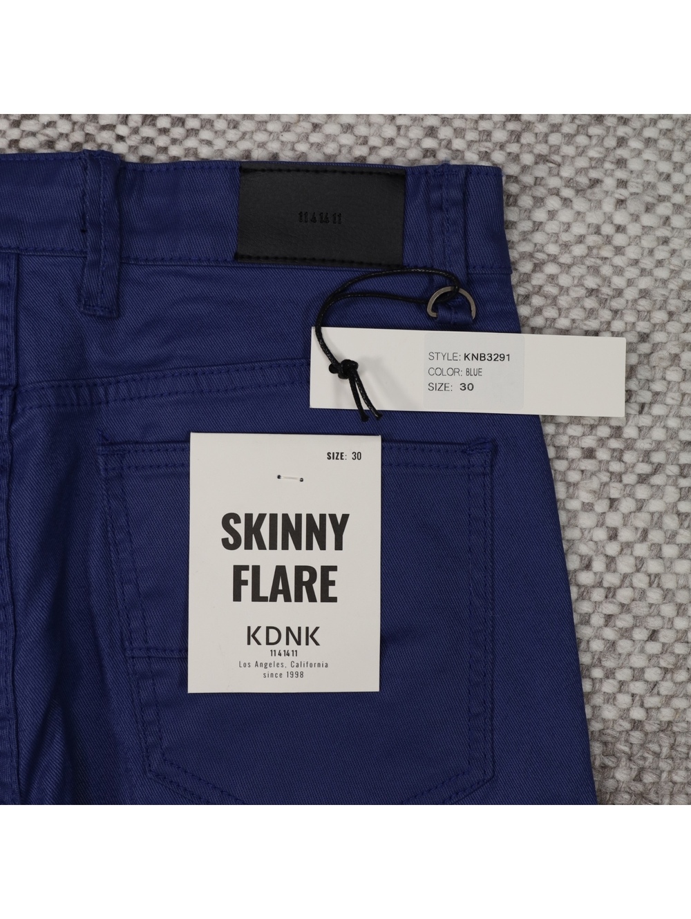KDNK Waxed Skinny Flare Cargo Pants Blue Size 30 NWT Stretch Flared Leg